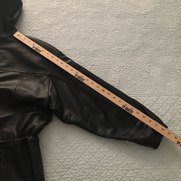 Wilsons Leather vintage 80’s black hooded leather jacket coat. Size small. - Picture 13 of 13